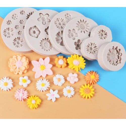 Daisy Wild Chrysanthemum Flower Silicone Sugarcraft Mold Chocolate Cupcake Baking Fondant Cake Decorating Tools