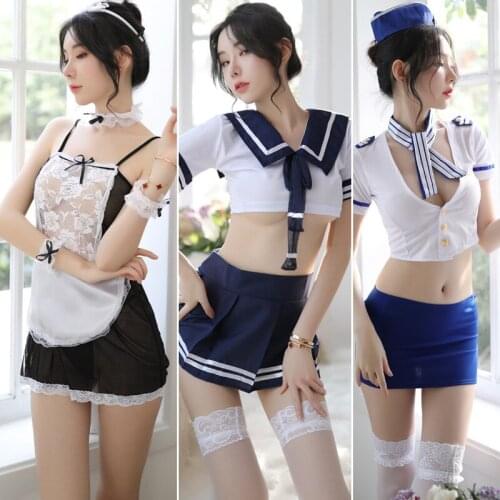 Sexy Lingerie Uniform Seduction Net Tie Student Outfit Role Play Club Pole Dance Wear