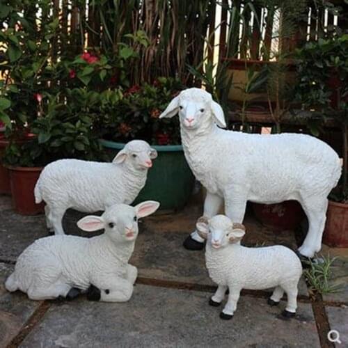 Nordic creative and lovely sheep statue crafts, home garden decoration animal sculpture art ornaments