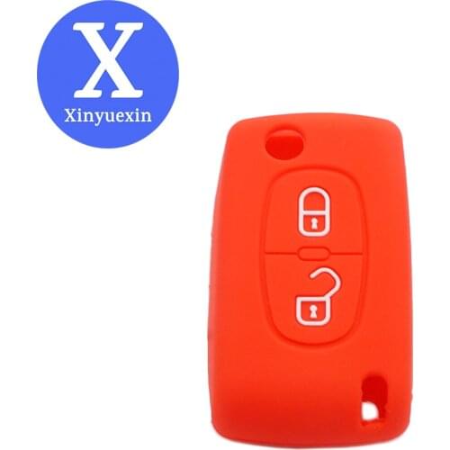 Xinyuexin Flip Fob folding Remote Silicon Key Case For Peugeot 306 407 807 Partner Citroen C2 C3 C4 C6 Berlingo Case 2 Buttons