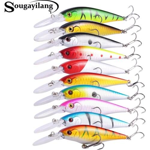 Sougayilang 10pcs Fishing Lure 13cm Fishhooks Minnow Laser Hard Eyes Bass Artificial Bait Lures Crankbait Fishing Tackle