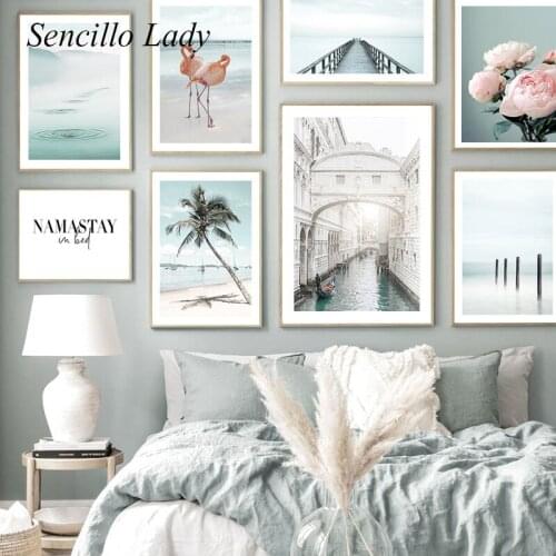 Tropical Decoration Sea Beach Palm Tree Nature Landscape Painting Seaside Poster Canvas Print Floral Wall Art Picture Home Decor