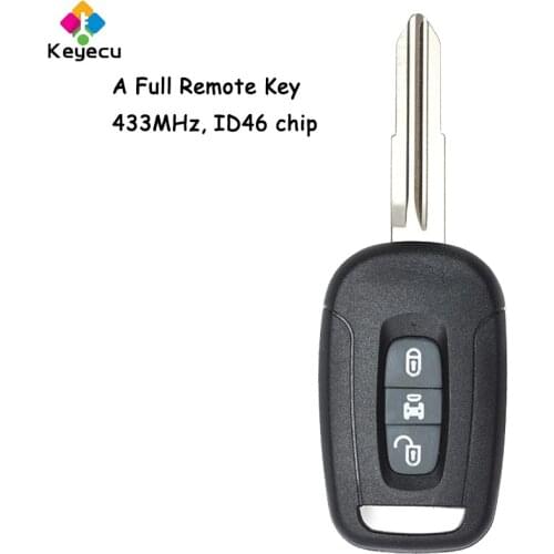 KEYECU Replacement Remote Control Key With 3 Button 433MHz ID46 Chip - FOB for Chevrolet Captiva 2008 2009 2010 2011 2012 2013