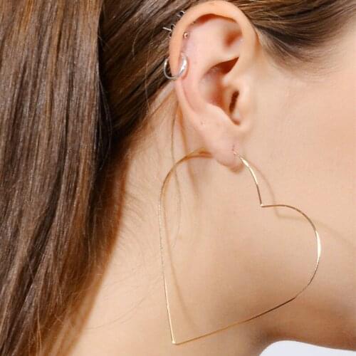 Abayabay Girls Stud Earring Big Heart Womens Drop Earrings Gold Color Cute Lovers Classic Jewelry Boucles D Oreille Oorbellen