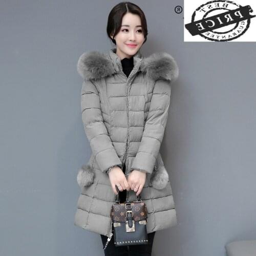 Winter Jacket Women Parkas Mujer 2021 Korean Casual Padded Long Jacket + Fur Hooded Elegant Ladies Thick Warm Parka LWaa0