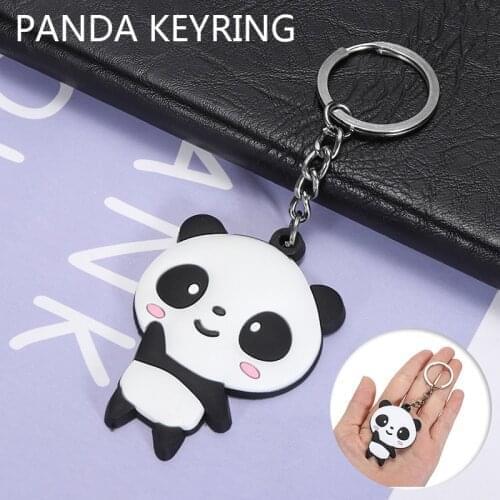1pc Cute Cartoon Panda Keychain Keyring Bag Pendant Silicone Animals Panda Handbag Key Ring Chain Women Girls Gift