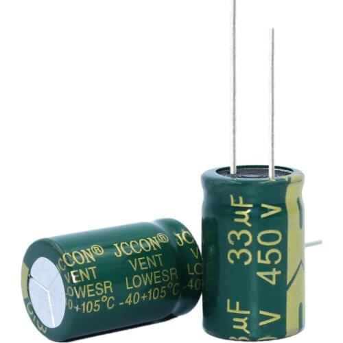 10pcs High frequency low resistance aluminum electrolytic capacitor 450v33UF 33uf450v volume: 16x25