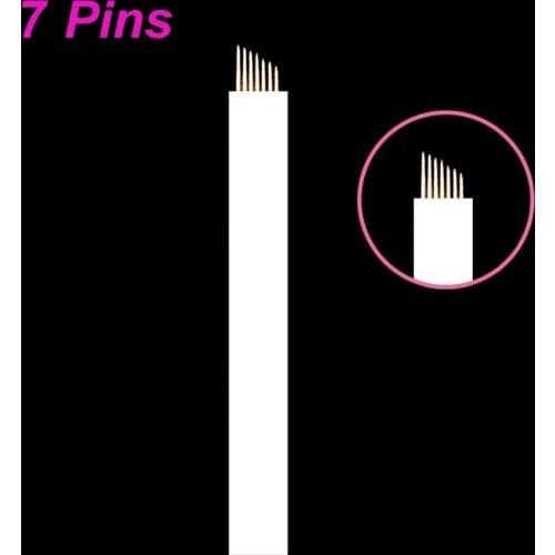 100 Pcs 7 Flex Lamina Agulhas Tebori Microblading Needles Pins Tattoo Needle Blade for Manual Eyebrow Pen Pernement Makeup