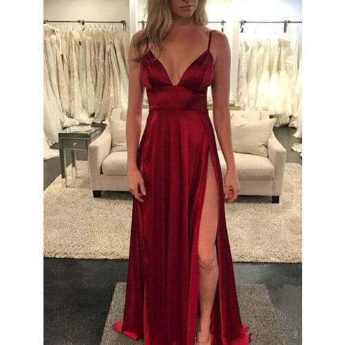 2019 Simple Dark Red Prom Dresses V Neck Off The Shoulder Ruched Satin Custom Made Backless Corset Evening Gowns Formal Dresses