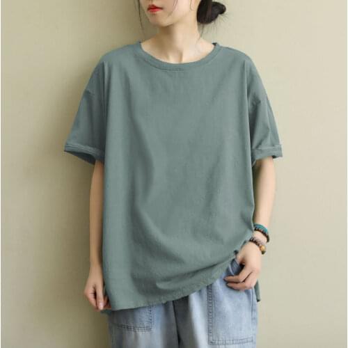 Simple and versatile solid color loose T-shirt half sleeve top oversized womens top fashion Korean version