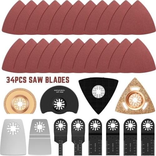 34 Pcs Oscillating Multi Tool Saw Blades For Renovator Power Tools For Metal Wood Plastic Cutting Electric Tools Accessories