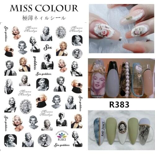1pc 3D Audrey Hepburn Nail Stickers Jesus Sliders for Manicure Sexy Monroe Nail Art Decals Self Adhesive Wraps Decoration