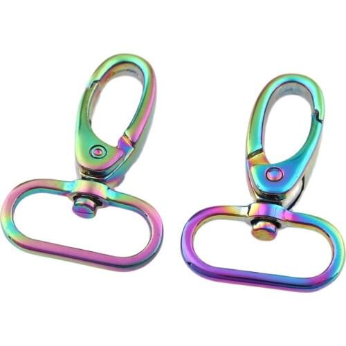 6pcs Rainbow 26mm Swivel Lobster Leather Bag Handbag Purse Shoulder Strap Clasp Clip Trigger Buckle Dog Chain Collar Snap Hooks