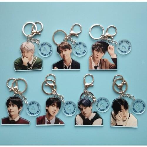 8Pcs/Lot Kpop Map Of The Soul 7 Acrylic Keychain JUNGKOOK JIMIN SUGA V JHOPE RM JIN Key Ring Pendant Kpop Boys Toy Fans Gift