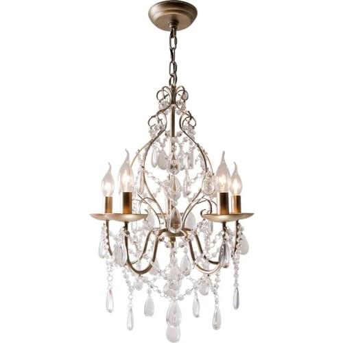 American retro crystal chandelier light luxury creative wrought iron bedroom dining room study bed and breakfast lamp