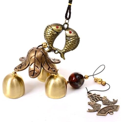 Antique Wind Chime Copper Yard Garden Indoor Outdoor Living Room Decoration Metal Chinese Oriental Lucky