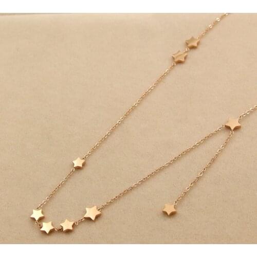 Free Shipping Nine Stars Gold Color / Silver Colour / Rose Gold Color Stainless Steel Necklace