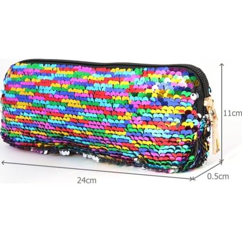Sequins Cosmetics Pen Case Women Girls Purse Wallet Clutch Pencil Bag Pouch School Stationery Holder Organizer