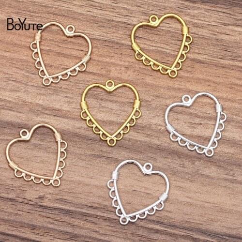 BoYuTe (100 Pieces/Lot) 30*28MM Metal Alloy Heart Connector Charms DIY Jewelry Accessories Hand Made Materials