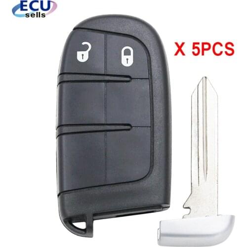 5PCS X New Keyless Smart Remote Key Case for Chrysler Dodge Journey 2011-2015 2 Buttons +Blade key shell fob