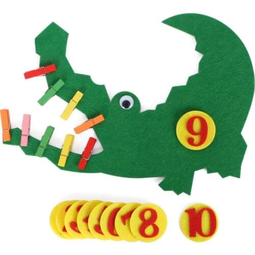 Kids Learning Child Early Teaching Nonwoven DIY Package Toys Handmade Felt Crocodile Clip Tooth Extraction Numbers 1-10