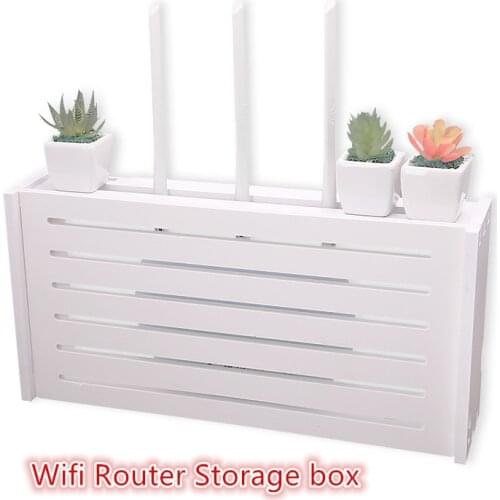 Eco-Friendly Wood Plastic Board Wireless Wifi Router Storage box Wall Hangings Storage Rack Power Strip Wire finishing organizer
