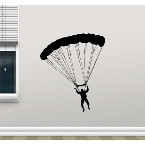 Extreme Sport Parashute Jumper Wall Decals Vinyl Parachutist Wall Sticker Home Room Creative Decor Quality Art Murals D-306