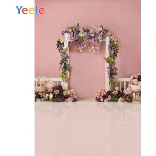 Photophone Flower Gate Party Scene Pink Wall Baby Portrait Photography Background Custom Photographic Backdrops For Photo Studio