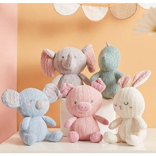 Cotton Yarn Stuffed Bunny Elephant Koala Baby Pillow Newborn Comforter Doll Baby Kids Sleeping Soothing Cushion Dolls Toy Gift