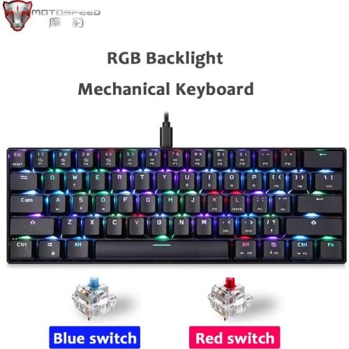 Motospeed gaming Mechanical Keyboard Game Anti-ghosting Russian/US blue red switch Backlit Wired keyboards for pro gamer