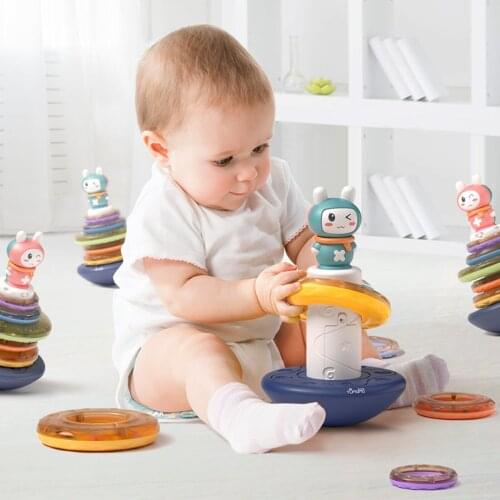 Stacking Rings Toy Baby Rainbow Tower with Music Light toys For baby Children Tumblers for 1 2 3 Year Old kids Girls Boys Gift