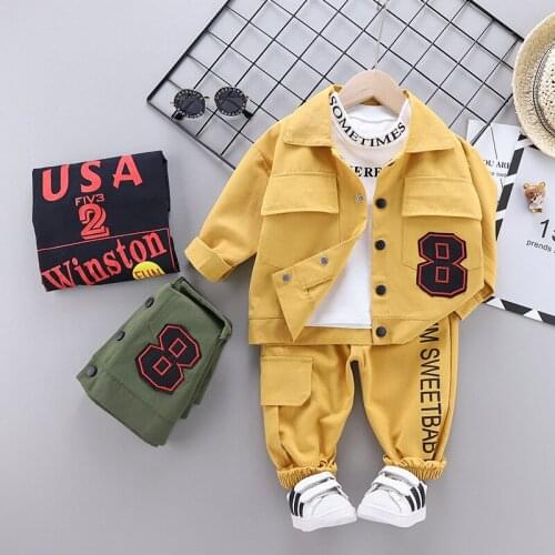 Baby clothes boy spring autumn letter printing fashion jacket 3 pieces baby boy casual sports suit childrens clothing baby suit