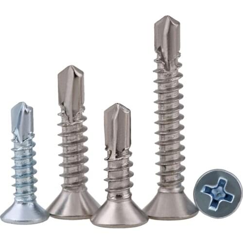 Cross Countersunk Head Self Drilling Screws Flat Head Drill Tail Self Tapping Zinc Plated Screw M4.2