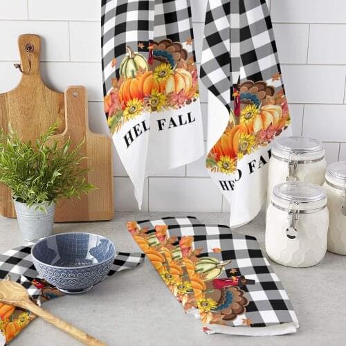 Kitchen Towel Turkey Pumpkin Lattice To Remove Oil Stains For Home Dust Cleaning Microfiber Towels Dish Towel For Kitchen