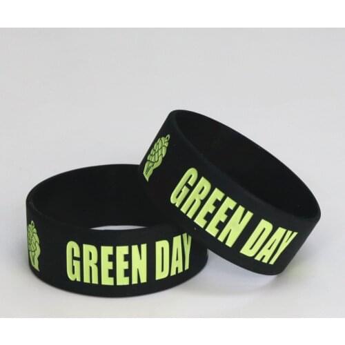 Hot Sale 1PC GREEN DAY Silicone Bracelets & Bangles Black Silicone Wristband BRACELET for Music Bands Fans Concert Gifts SH070