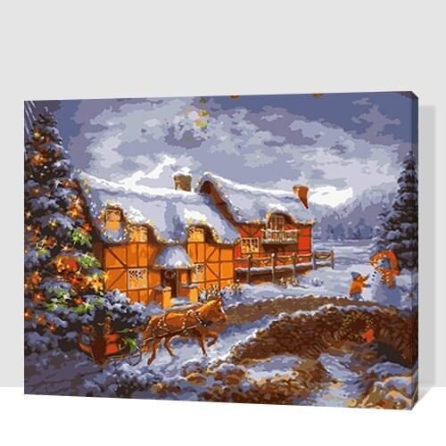 MaHuaf-A1808 Christmas decorations for home DIY Painting By Number Acrylic Picture Wall Art Hand Painted romantic christmas gift