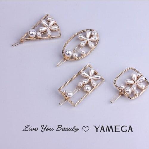 Fashion Unique Pearl Hairpins Hair Accessories Wedding Gold Triangle Geometric Hair Clips Head piece Hair Pins For Women Girls