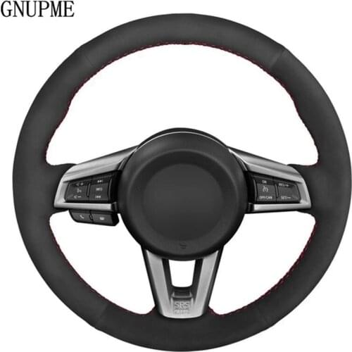 Soft Black Suede DIY Hand-stitched Car Steering Wheel Cover For Mazda MX-5 2015 2016 2017 2018 2019 2020
