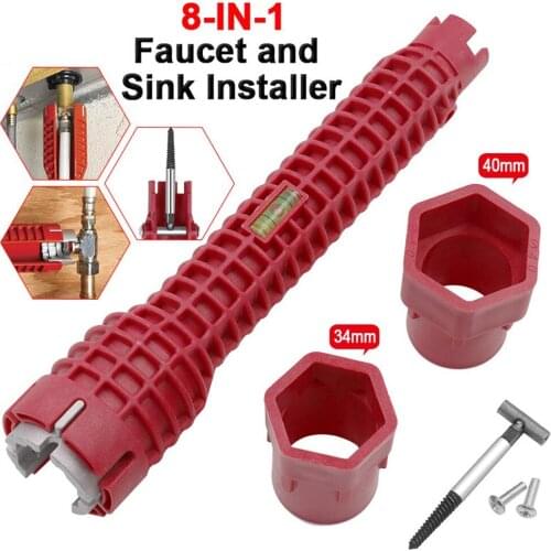 Faucet Sink Installer Multifunctional Wrench Tool For Kitchen Bathroom Water Pipe Wrench Tools Ratchet Socket Wrench Set Red