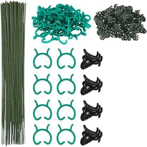 150Pcs Plant Supports Set with 50 Plant Support Sticks Stakes 50 Plant Support Clips and 50 Orchid Clips