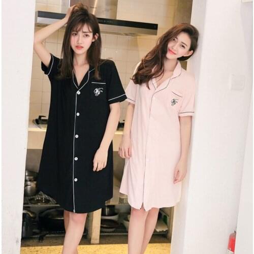 Women Nightgown Sleepwear Cotton Sleep Summer Loose Home wear Nightdress fashion sexy Short Sleeve Nightwear Casual халат
