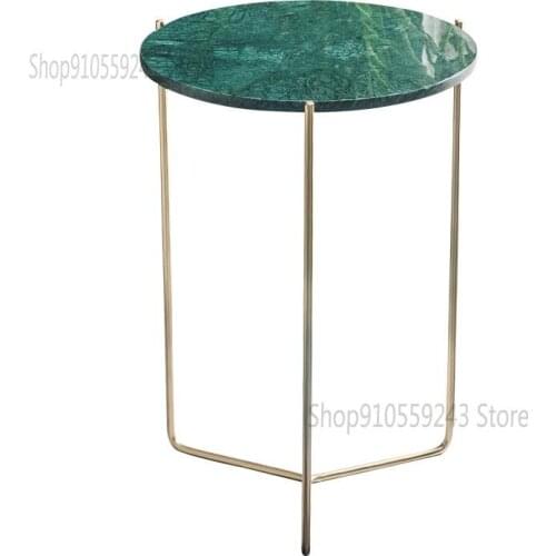 Nordic Ins Net Red Side Table Light Luxury Living Room Iron Marble Small Coffee Table Bedside Table Golden Simple Small Apartmen