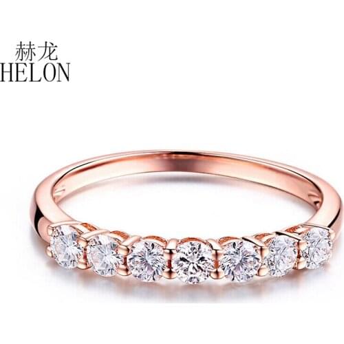 HELON Moissanite Ring Solid 14K Rose /Yellow/White Gold 0.7ct GH Color Test Positive Moissanite Diamond Engagement Wedding Ring