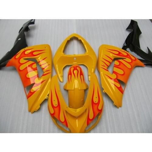 Full fairings kits for Kawasaki Ninja ZX 10R 2006 2007 Motorcycle Fairing kit ZX1R 06 07 red flames yellow ABS plastic bodykit
