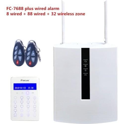 Focus FC-7688 Plus Wired Industrial Rj45 TCP IP Alarm GSM Home Alarm With 8 Wired zone and 88 bus zone Alarm System