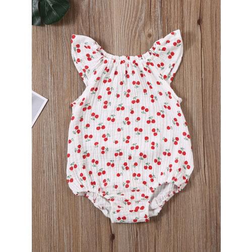 Pudcoco Newborn Baby Boy Girl Clothes Summer Print Fly Sleeve Knitted Cotton Romper Jumpsuit Outfit Sunsuit Clothes
