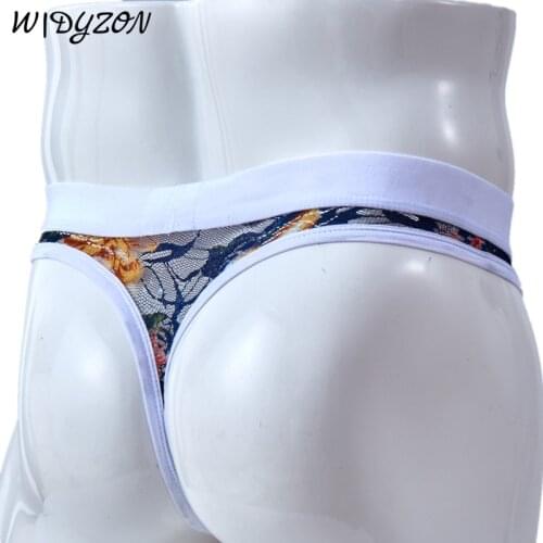 Men Lace G Strings Thong Underwear Sexy Sissy Tanga Hombre Jockstraps Penis Pouch Breathable Mens Thong Underwear Gay Panties