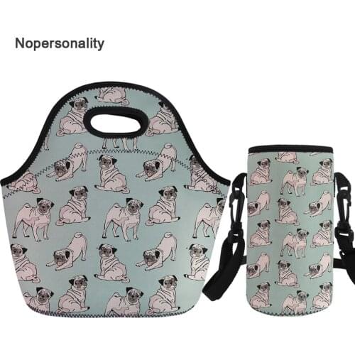 Nopersonality Thermal Insulated Puppy Pug Dog Print Lunch Bag for Women Cute Keep Warm Kids Lunch Box Insulation Food Bags