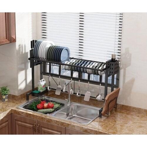Retractable 304 stainless steel kitchen sink storage rack bowl rack chopsticks drainage rack bowl dish rack storage rack on the