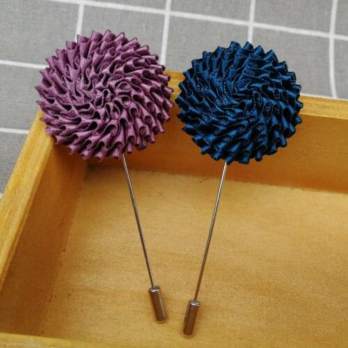 High Quality Luxury Fabric Flower Brooch Lapel Pin for Men Long Needle Suit Wedding Boutonniere Fashion Clothing Accessories